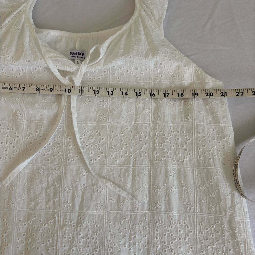 Blueberi Boulevard White Eyelet Summer Dress – Size Large - Picture 4 of 6